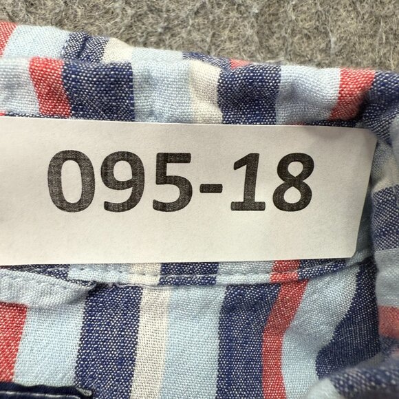 Chubbies Button-Down Shirt Men L Blue Red Striped Friday Short Sleeve - Picture 12 of 12